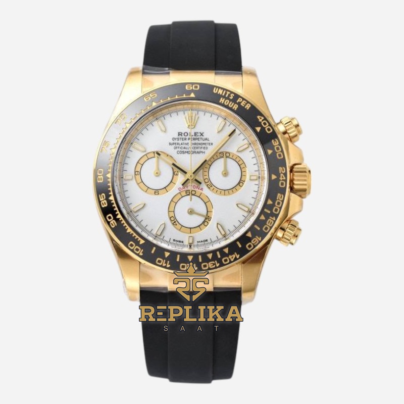 Rolex Daytona 126518LN Gold Oysterflex 40mm Beyaz Kadran 4131  Super Clone ETA