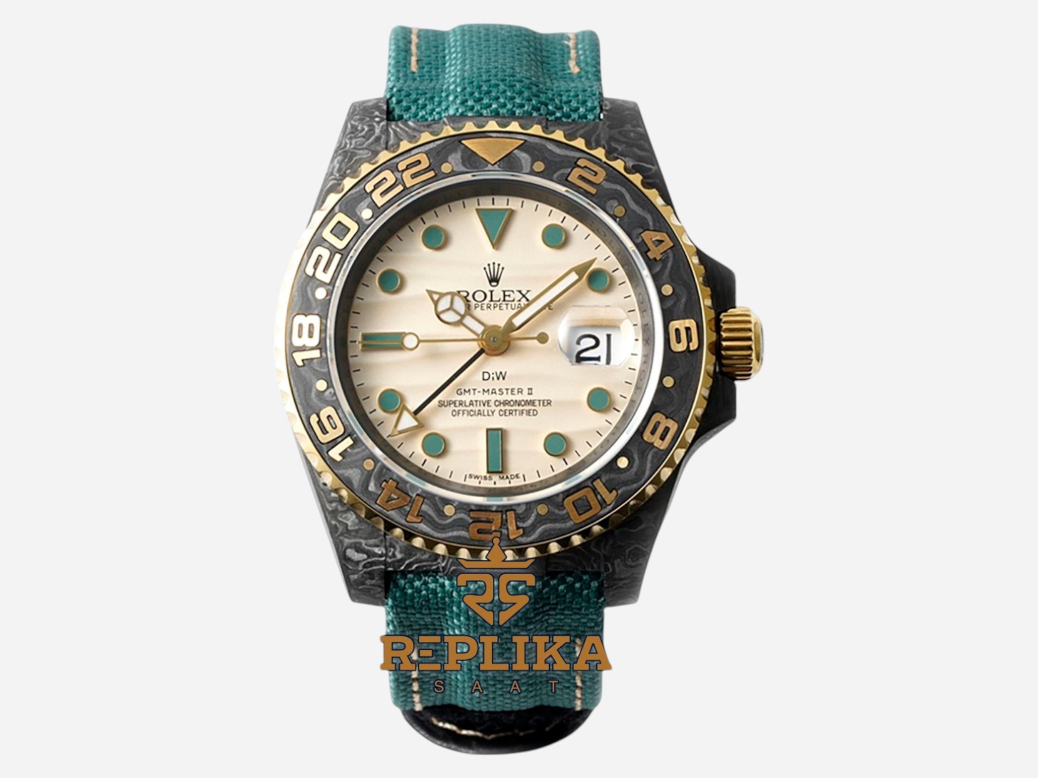 Rolex GMT-Master II Melon Diw 40 Carbon Gold Case 3186 Super Clone ETA