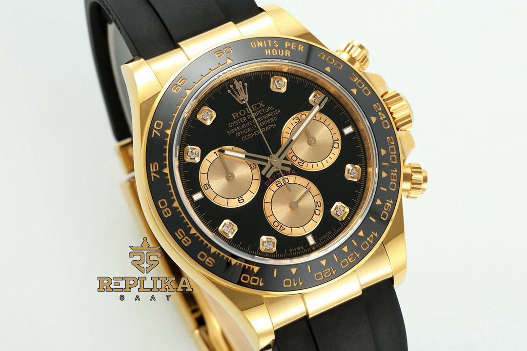 Rolex Daytona 126518LN Taşlı Siyah Gold Kadran 4131 Super Clone ETA