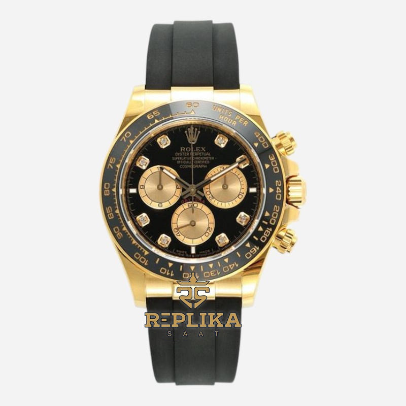 Rolex Daytona 126518LN Taşlı Siyah Gold Kadran 4131 Super Clone ETA