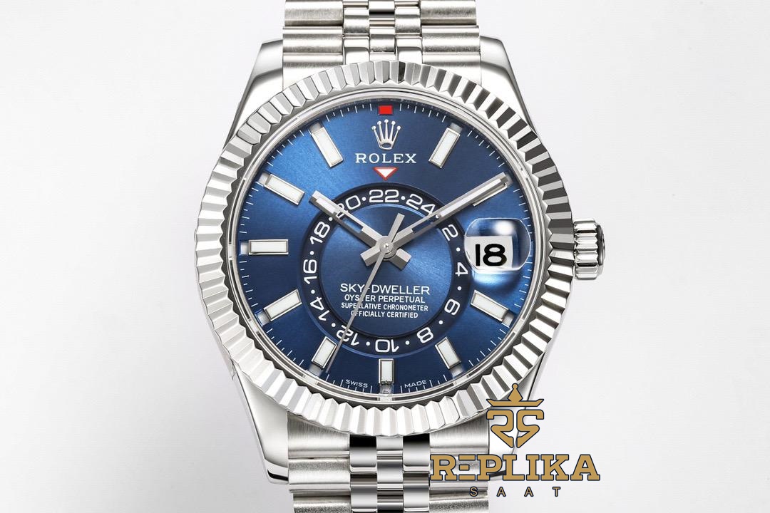 Rolex Sky Dweller 42 mm Mavi Kadran 904L Jubilee 326934 Super Clone ETA