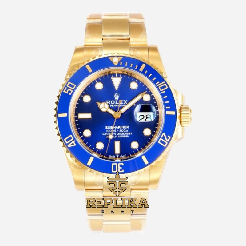 Rolex Submariner 126618LB Full Gold VSF Mavi Kadran 41mm 904L Çelik 3235 Super Clone ETA