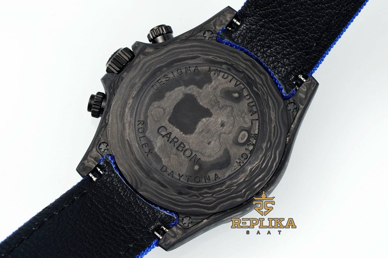 Rolex Daytona Carbon Fiber 40mm DiW Skeleton Dial Blue Strap 4130 ETA